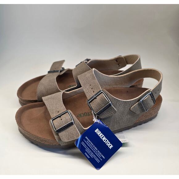 Title Birkenstock Mens Milano Vegan Sandals Taupe Double Strap Size 43 main image 6